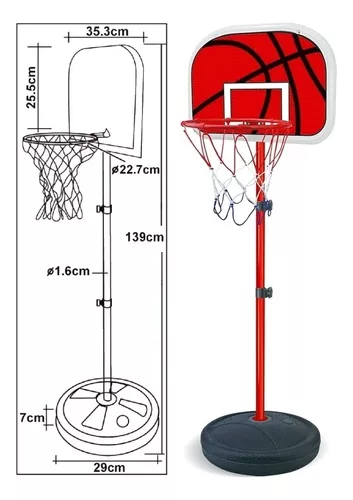 Brinquedo Tabela Cesta de Basquete com Aro + Mini Bola