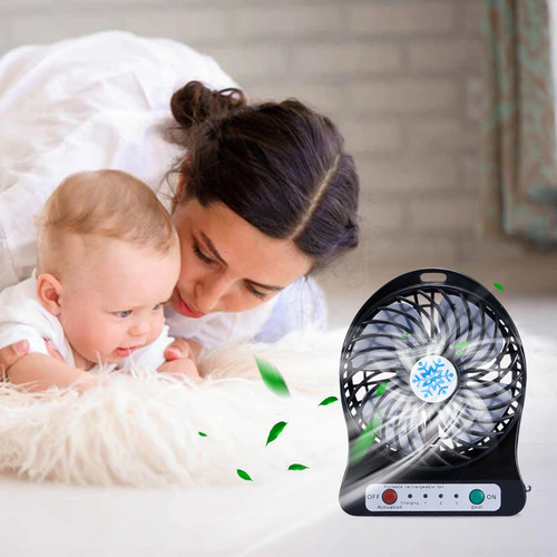 Ventilador Portátil Recargable Con Luz Led L, Mini Escritori