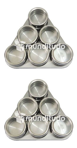 Porta Temperos E Condimentos Com Imã Em Aço Inox 12 Potes