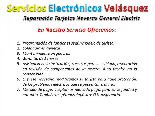 (reparacion) Tarjeta Nevera Ge Profile Artica 200d6221g015