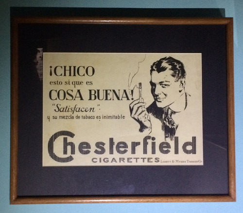 1922 Cali Chesterfield Publicidad 2 Tabaco Antigua Marco