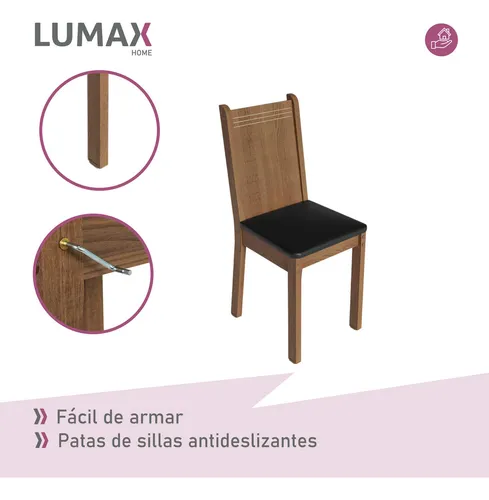 Juego De Comedor Con Mesa Redonda De Vidrio Y 4 Sillas Rústi Color Negro