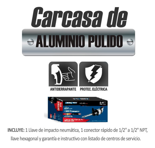 Imagen 4 de 6 de Llave De Impacto Neumatica Grande 1 Pulgada Pro Aksi 198001