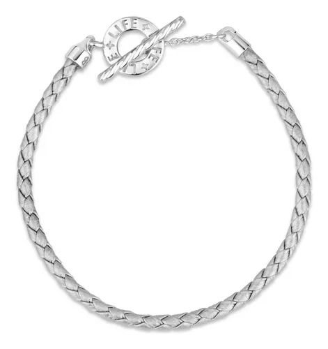 Pulseira Life em Couro e Prata 925