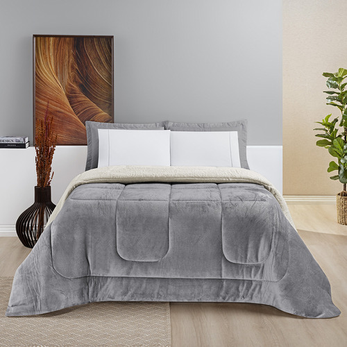 Coberdrom King Size Edredom 1 Peça Lã Carneiro Sherpa Fleece