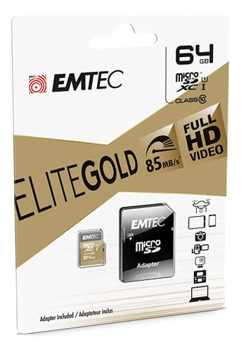Tarjeta Microsdhc Uhs-i U1 Elite Gold Emtec (64 Gb)