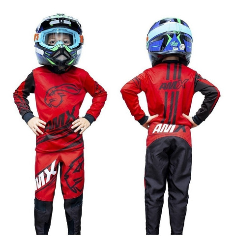 Kit Calça Camisa Infantil Classic Duo Colete Amx Vermelho 06