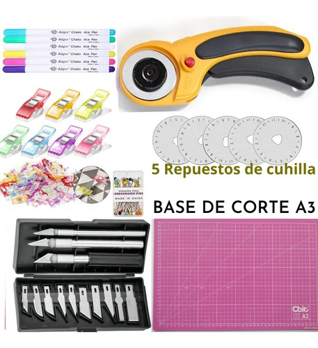 Imagen 8 de 8 de Kit Patchwork Quilting Tapete Base Corte Acces. Manualidades