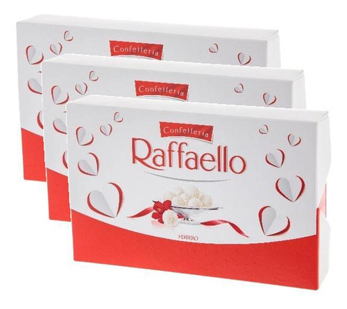 3 Caixa Bombom Ferrero Raffaello Com 9 Unidades Presente 90g