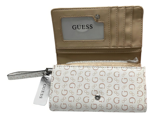 Carteira de pulso feminina Guess Niko SLG Mm925542 cor creme