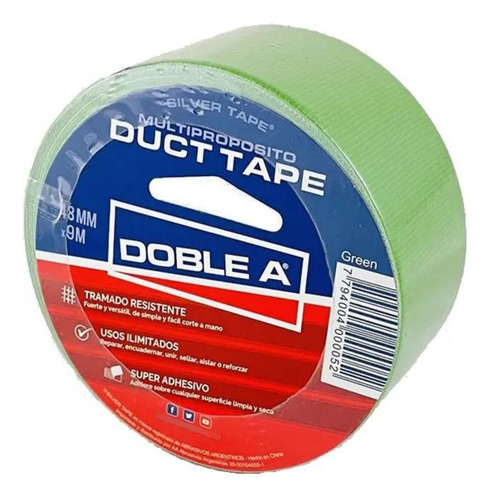 Rollo Cinta Duct Tape Doble A 48mm X 9m Tela Silver Colores