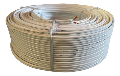 Cable Spt 2x12 Blanco Rollo De 10 M  Marca Troen 