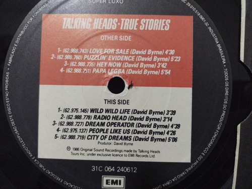 Lp Talking Heads - True Stories
