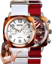 Comprar Reloj Dama Skmei 9186 Cuarzo Moda Casual Lujo Acuático Acero