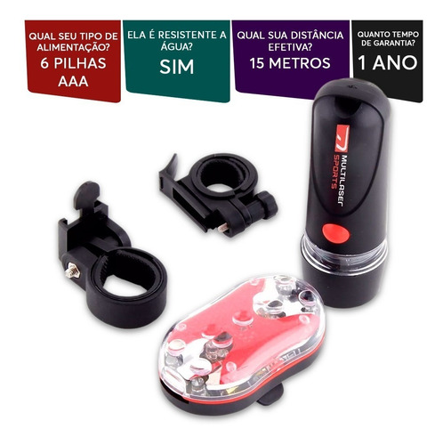 Kit Lanterna Traseira Pisca Sinalizador De Led Bike + Farol