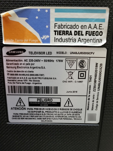 Imagen 3 de 4 de Tv Smart Samsung Un48ju6500cfv Pantalla Rota, Resto Todo Ok