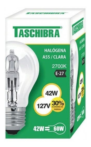Lâmpada Halógena Taschibra A55 42w E27 127v Luz Amarela