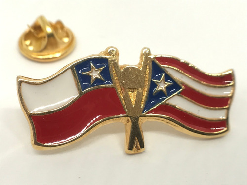 Pin Bandera Chile Y Puerto Rico Entrelazadas 