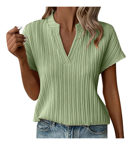 Camiseta Holgada De Manga Corta Con Cuello En V P 6005 Para