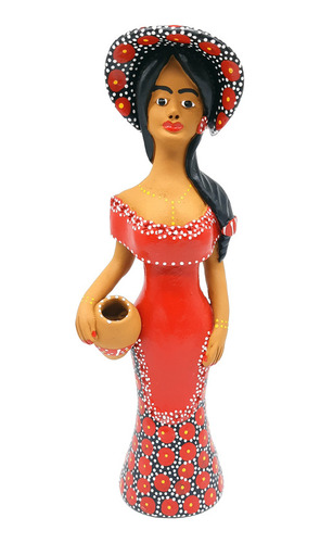 Estátua Mulher Dondoca De Chapéu Escultura Cerâmica Caruaru