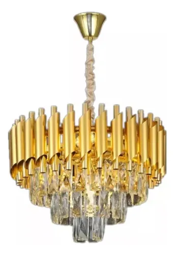 comprar Lustre Pendente Dourado Metal E Cristal Sindora Dcd06589