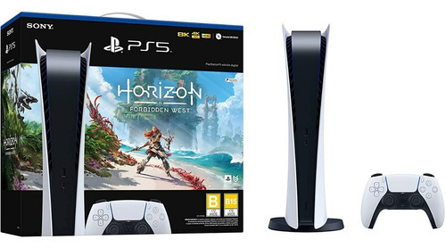 Imagen 3 de 8 de Sony PlayStation 5 Digital 825GB Horizon Forbidden West Bundle color blanco y negro
