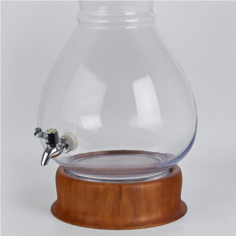 Dispenser Juguera Vidrio Bebidas 8,5 Litros Base Madera Transparente