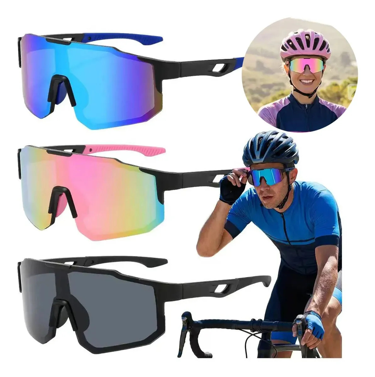 3pzs Gafas De Sol Deportivas Hombre Mujer Para Ciclismo Etc.Para Ciclismo,moto,senderismo,correr,deportes,pesca,conducir,béisbol, Esquí,etc.gafas De Protección Sol Uv400 Zcgoingtec