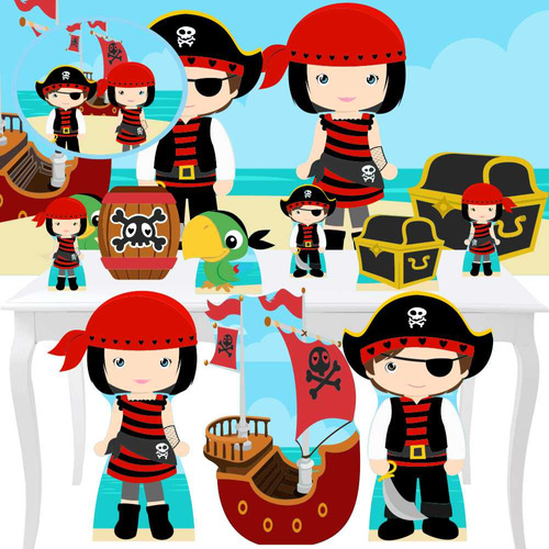 Combo Premium Piratas Totem Painel Display Festa Aniversário
