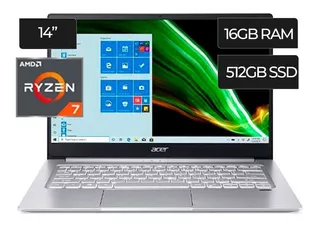 Notebook Acer Swift X/14/ryzen 7/512ssd/16gb/rtx3050ti 4gb