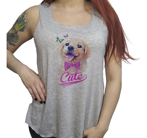 Musculosa Acampanada Perro Labrador Cute Mariposas Tierno