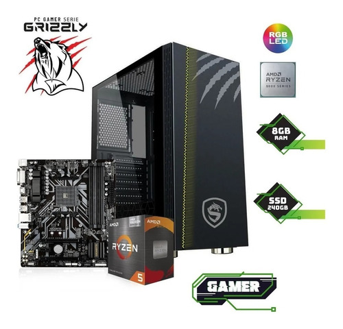 Imagen 2 de 10 de Pc Gamer Grizzly Ryzen 5 5600g Me8gb Ssd 240gb Sg-rz017