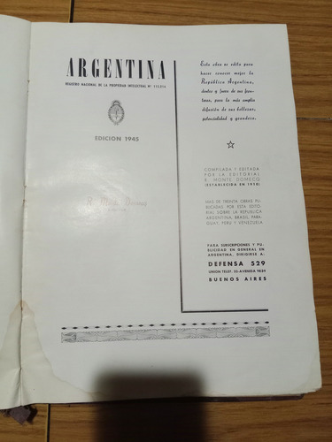 Libro Argentina Edicion 1945 Monte Domecq (Usado)