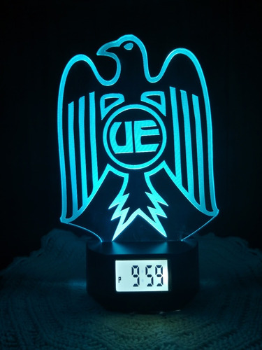 Unión Española Lámpara Led 3d Reloj Alarma 7 Colores En Uno