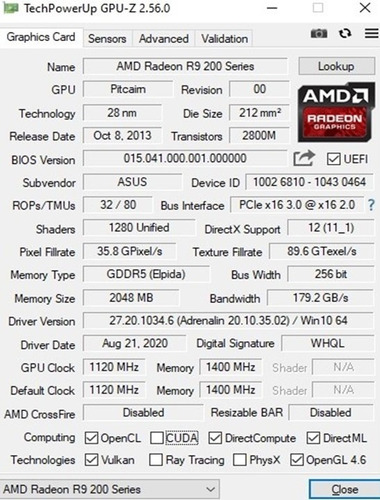 Asus Amd Radeon  R9 270x Directcu Ii Top