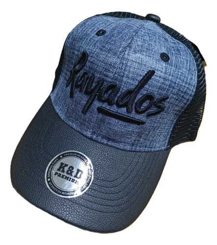 Gorra Rayados Monterrey Curva Con Malla Mezclilla Negro