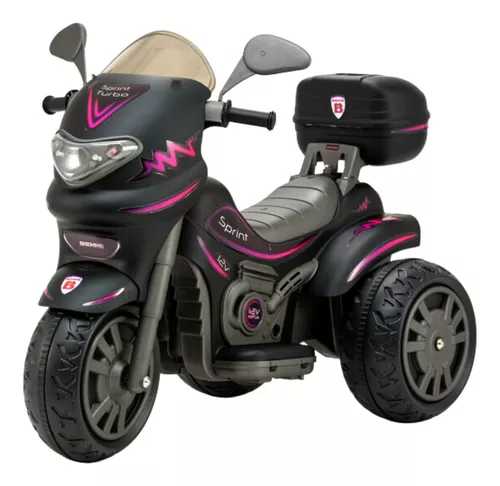 Moto Eletrica Biemme Sprint Turbo 12V com Capacete Preta Boy em