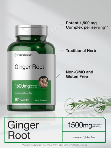 Cápsulas De Raiz De Gengibre Horbäach 1500 Mg | 150 Comprimi