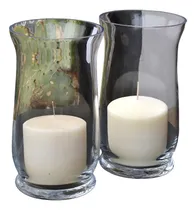 Comprar 2 Fanales Porta Velas Copón De Vidrio + 2 Velas 10x10