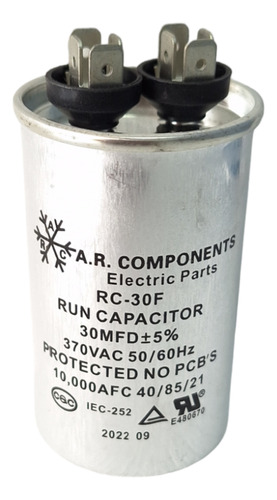 Capacitor De Marcha A.r.components 30mfd X 370vac 2und