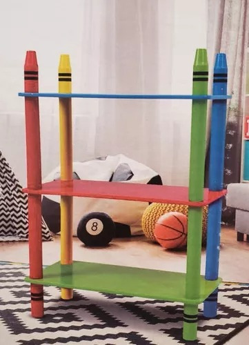Estantería Librero Para Niños Diseño De Crayolas 3 Niveles