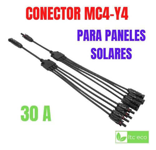 Imagen 1 de 9 de Par Conectores Mc4 Divisor Y 1 A 4 Macho Hembra Mc4-y4 Solar