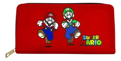 Carteira Super Mario E Luigi 18 X 10 Com Divisórias Vermelha Cor Vermelho