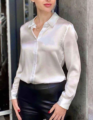 Blusas De Satín Licrado Cede Elegante Sofisticado