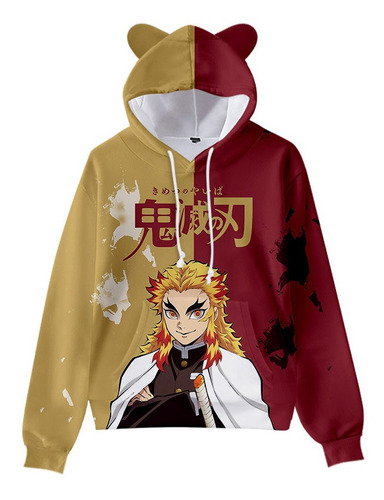 Sudadera Con Capucha Anime Demon Slayer Nezuko Con Orejas De