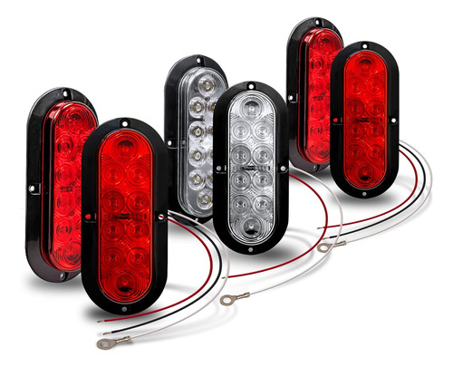 Kit De Luces Traseras Led Ovaladas De 6 Pulgadas Y 4 Rojas Y