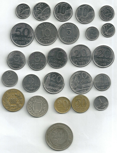 1000 Réis 1927 + 300 Réis 1937 + 5 Centavos 1969 1987 +21 Mo