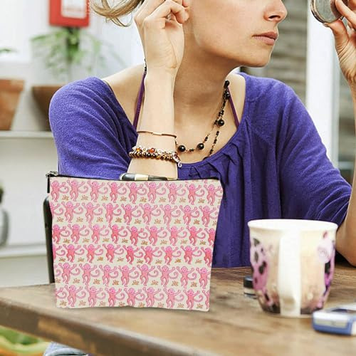 Bolsa De Maquillaje Rosa Minimalista Con Cremallera