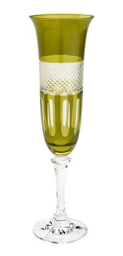 Taca Champagne Cristal Lapidado Verde 175ml Bohemia 12x