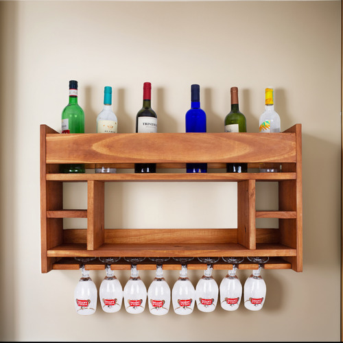Bodega Vino Cava 6 Vinos 8 Copa Colgar Copero Rustico Madera